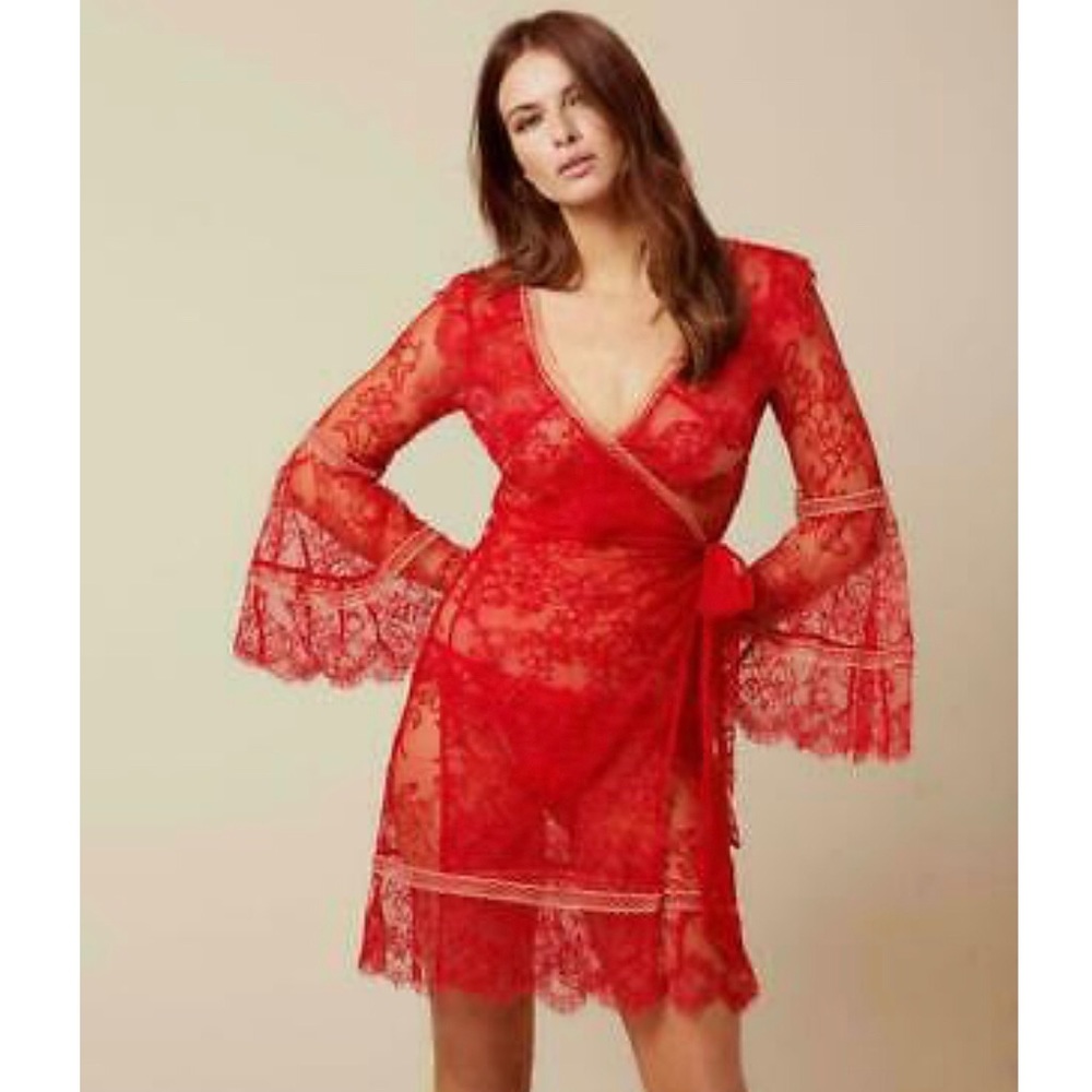 BNWT Agent Provocateur Alannah Kimono Red, Size 2